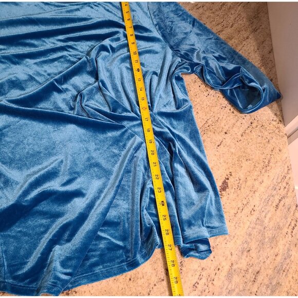 New! The Limited Sz 2X Velvet Tunic Blouse Top Teal Long Sleeve Drape Front - Picture 4 of 11